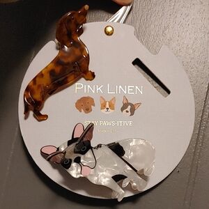 Pink Linen Dog Hair Clips